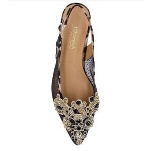 J. Renee Strovanni Animal Print Jewel Slingback Pumps 9.5M Kitten Heel